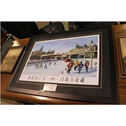 FRAMED HOCKEY PICTURE & 2 PRINTS