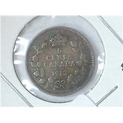 1912 CANADA FIVE CENTS SILVER