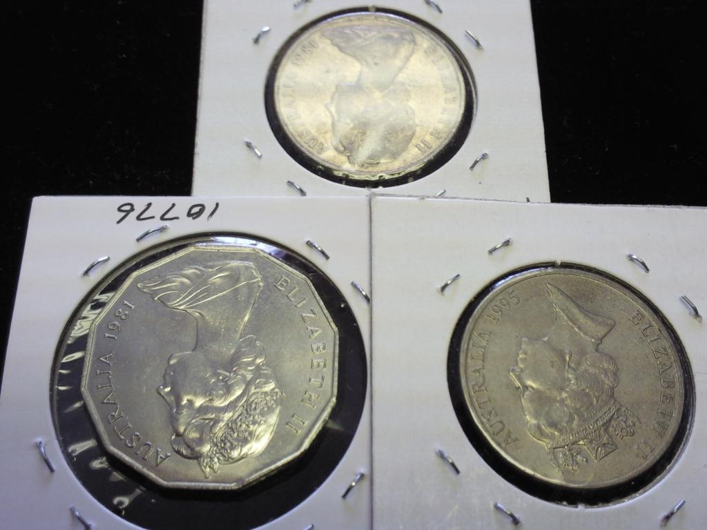 3 AUSTRALIAN COINS 198120 CENT, 198150 CENT 3 AUSTRALIAN COINS 198120 CENT, 198150 CENT