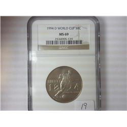 1994-D WORLD CUP HALF DOLLAR NGC MS69