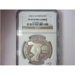 1983-S OLYMPICS SILVER DOLLAR NGC PF69 ULTRA CAMEO