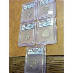 5 ICG BUFFALO NICKEL SLABS 28-D, 29, 35, 36 & 37