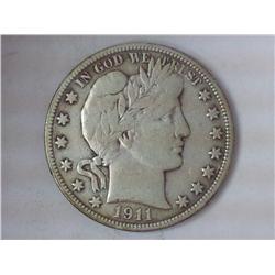 1911-S BARBER HALF DOLLAR (FINE)