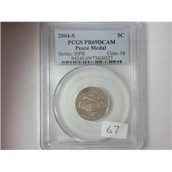 2004-S PEACE MEDAL NICKEL PCGS PR69DCAM