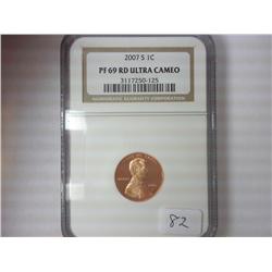2007-S LINCOLN CENT NGC PF69RD ULTRA CAMEO
