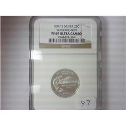 2007-S SILVER WASHINGTON QUARTER NGC PF69