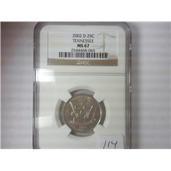 2002-D TENNESSEE QUARTER NGC MS67