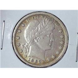 1892 BARBER QUARTER (VERY FINE)