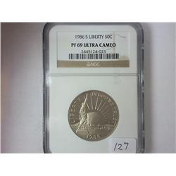 1986-S LIBERTY HALF DOLLAR NGC PF69 ULTRA CAMEO