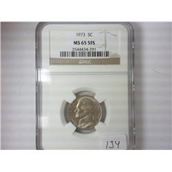 1973 JEFFERSON NICKEL NGC MS65 5 FULL STEPS