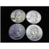 Image 1 : 4 ASSORTED 1964 WASHINGTON SILVER QUARTERS