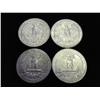 Image 2 : 4 ASSORTED 1964 WASHINGTON SILVER QUARTERS