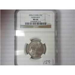 2006-D SMS NEBRASKA QUARTER NGC MS66