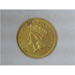 1862 TYPE 3 $1 GOLD HOLED AND FILLED