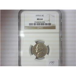 1970-S JEFFERSON NICKEL NGC MS64