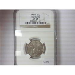 2004-P MICHIGAN QUARTER NGC MS67