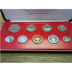 1976 MALTA 9 COIN PROOF SET OF DECIMAL COINAGE