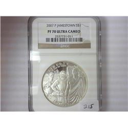 2007-P JAMESTOWN SILVER DOLLAR NGC PF70 ULTRA CAM