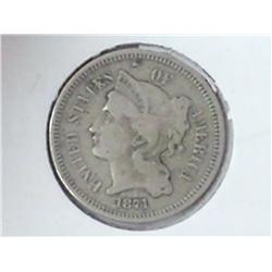 1871 THREE CENT PIECE (NICKEL)