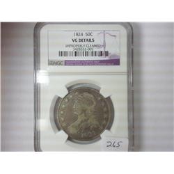 1824 BUST HALF DOLLAR NGC (VERY GOOD) DETAILS