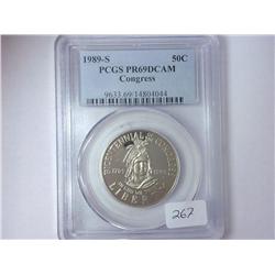 1989-S CONGRESS HALF DOLLAR PCGS PR69DCAM