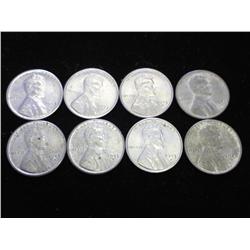 8 ASSORTED 1943 LINCOLN STEEL CENTS (EF-UNC)