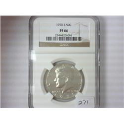 1970-S SILVER KENNEDY HALF DOLLAR NGC PF66