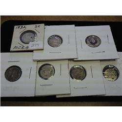 7 HOLED/DAMAGED SILVER COINS