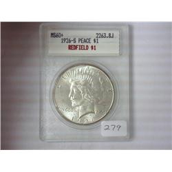 1926-S PEACE $ BLANCHARD MS60+ REDFIELD HOARD