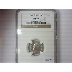 2007-D SMS ROOSEVELT DIME NGC MS67