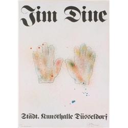 Signed 1971 Dine Colorful Hands Lithograph