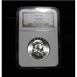 NGC 1958-p Franklin Half Dollar grades Choice Uncirculated ms64
