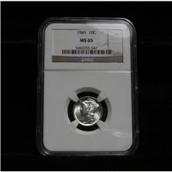 NGC 1941-p Liberty Head 'Mercury' Dime Graded ms65