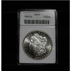 ANACS 1880-s Morgan dollar $1 graded ms64   Stunning.