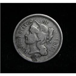 1867 3 Cent Nickel Grades VG