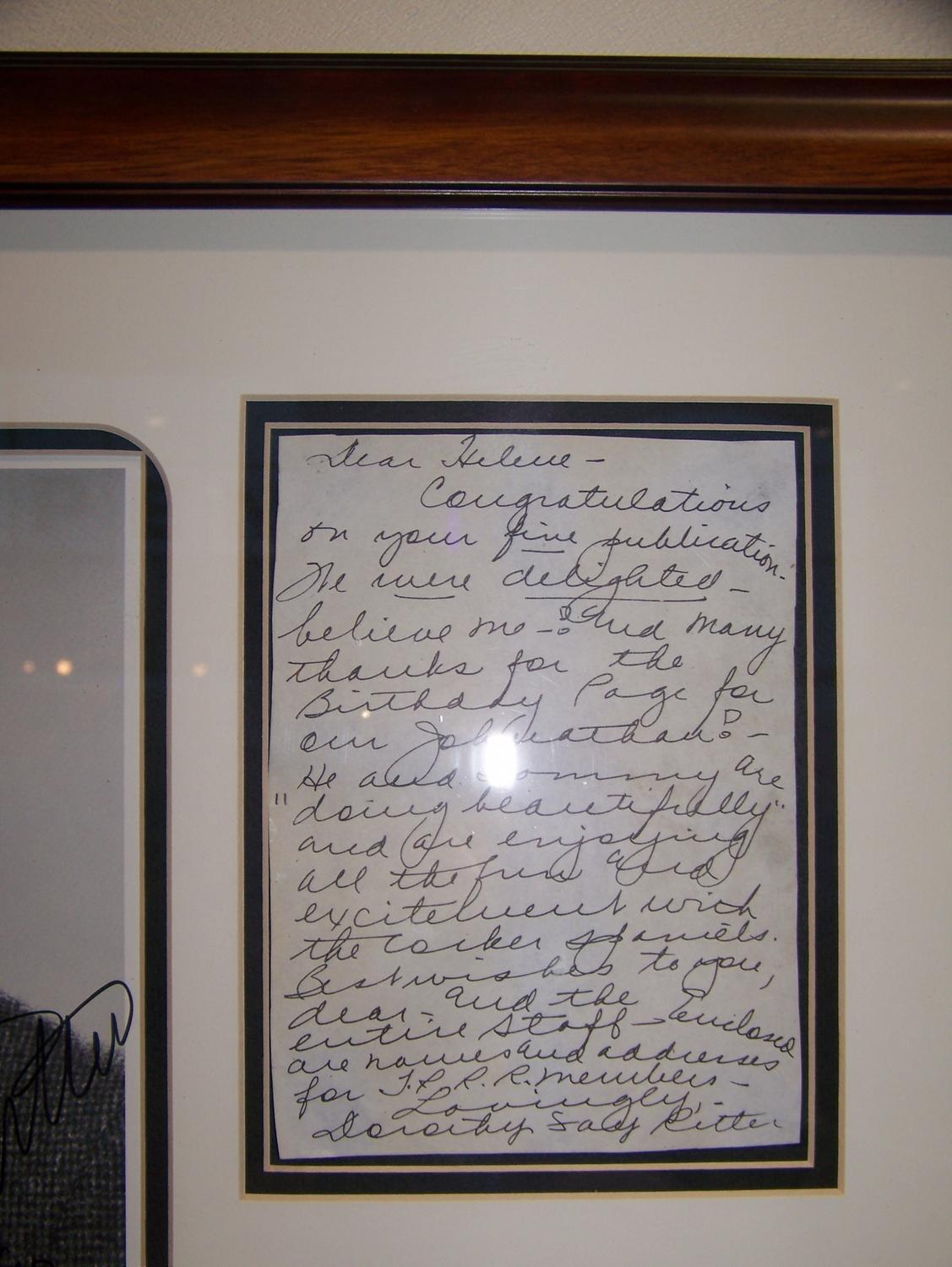 JOHN & TEX RITTER SIGNED PHOTO'S W/ Hand Written Letter from Dorthory ...