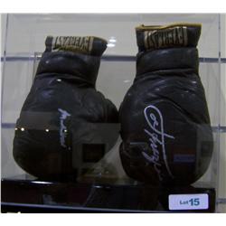 (2x$) 2 EVERLAST BOXING GLOVES HANDSIGNED BY MUHAMMAD ALI &  JOE FRAZIER