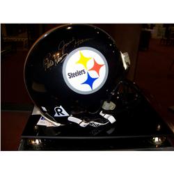 PITTSBURGH STEELERS HELMET, Handsigned by JACK HAM & FRANCO HARRIS INCLUDES Protective showcase