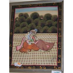 Indian Raj & Wife Mixed Media on Silk.