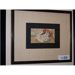Antique Indian erotic artwork, from the Moore Kissing Collection. 3T X 5.5W