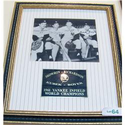 Signed 1961 Yankee Infield World Champions Plaque. Skowron, Richardson, Kubek, and Boyer.