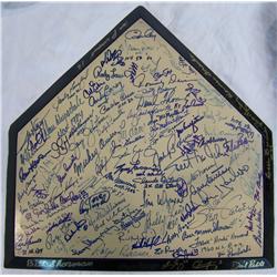 HOME PLATE HAND SIGNED BY 104 DODGERS (BROOKLYN & L.A)