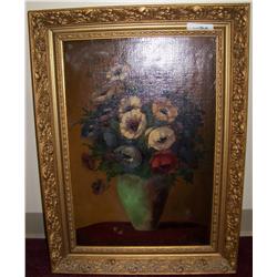 R. Mason  signed lower right. Framed Antique/ Vintage Oil on canvas painting 23T x15W