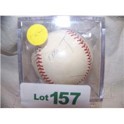 Mr. T Handsigned Baseball behind protective case
