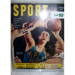 GEORGE MIKAN #99  Hand Signed VINTAGE SPORT Magazine March 1950 . Magazine behind protective sleeve