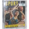 Image 2 : GEORGE MIKAN #99  Hand Signed VINTAGE SPORT Magazine March 1950 . Magazine behind protective sleeve
