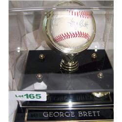 George Brett Hand Signed Baseball W/ custom protective display case & name plate W/ COA