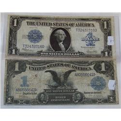 (2X the Money) Choice Large Currency. 1899 $1 Black Eagle. 1923 $1 Silver Certificate.
