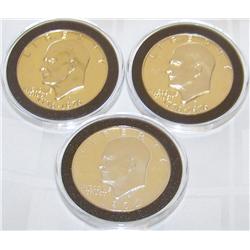 (3X the Money) Choice Ike Dollar Silver Proof Cameo's. 1972, 1976 (2).