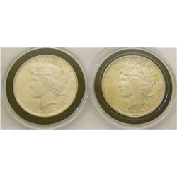 (2X the Money) Peace Dollars Mint State. 1922, 1925.